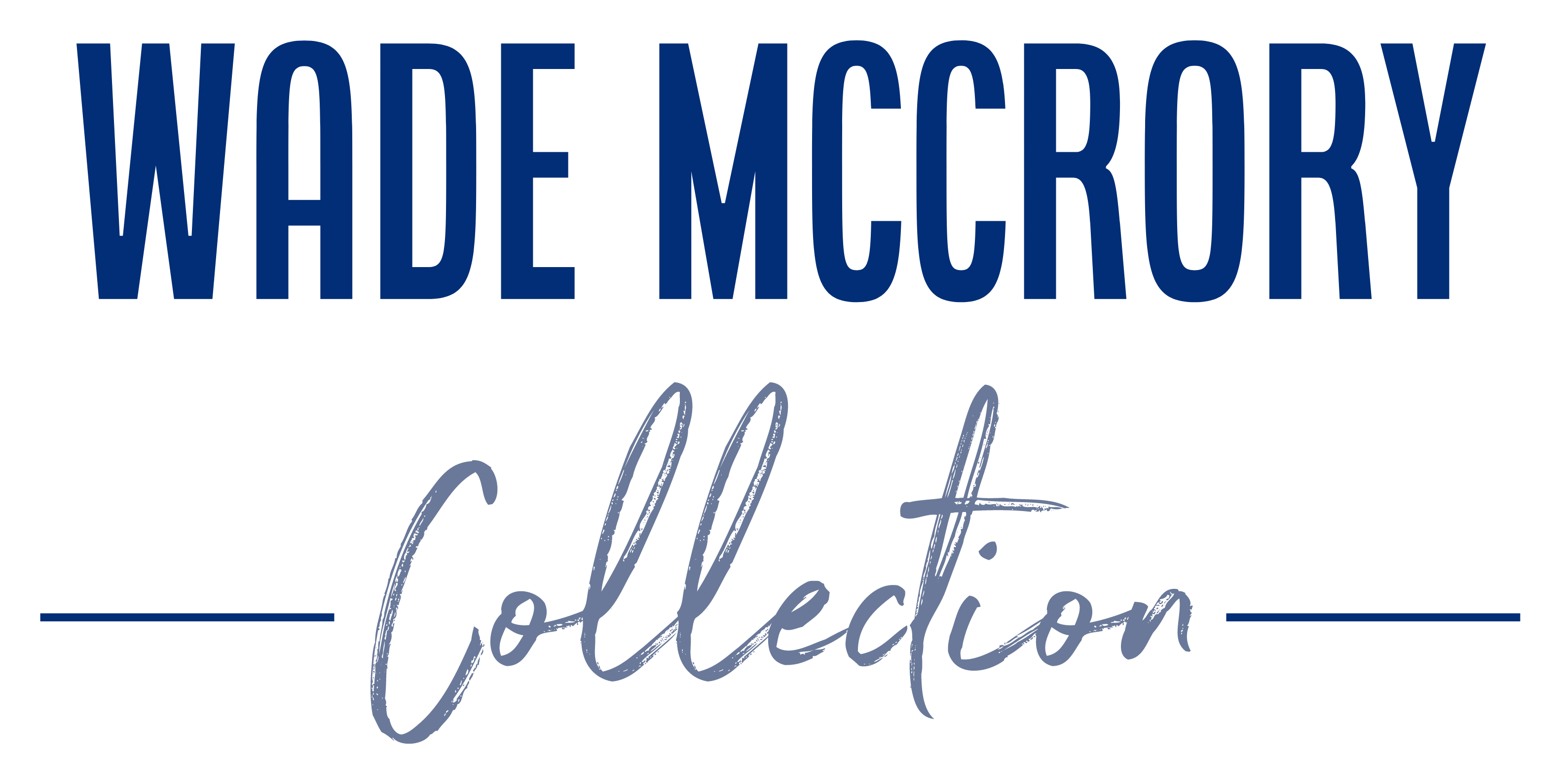Wade McCrory Collection Blue Script Logo