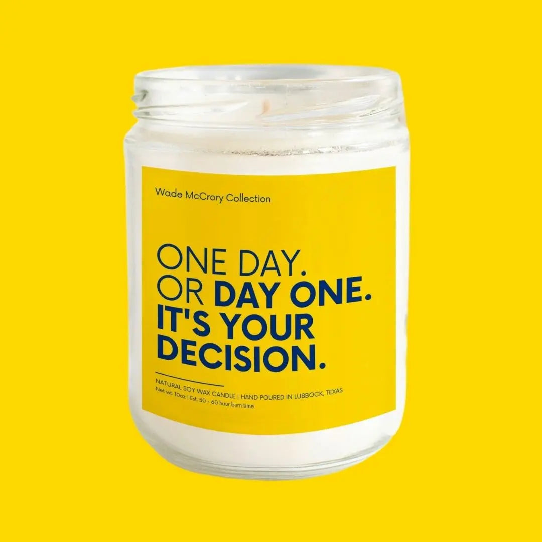 One Day or Day One Soy Candle Wade McCrory Collection